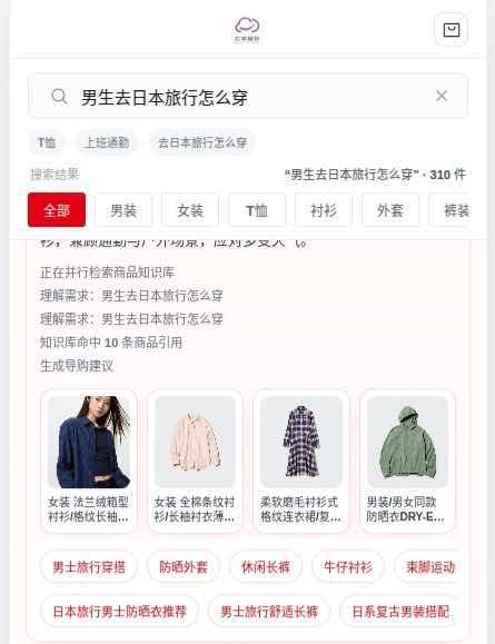 自然语言搜索:男生去日本旅行怎么穿