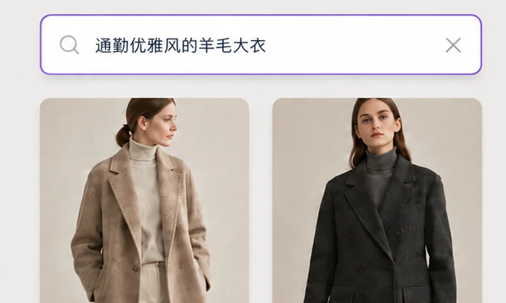 智能搜索意图理解与商品结果示意界面